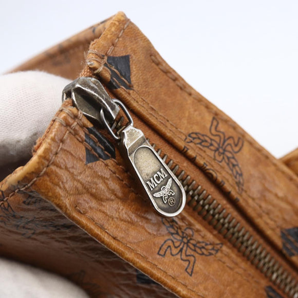 MCM Logogram Vicetos Tote Bag PVC Leather Brown Gold Auth gh1081