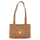 MCM Logogram Vicetos Tote Bag PVC Leather Brown Gold Auth gh1081-13