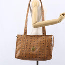 MCM Logogram Vicetos Tote Bag PVC Leather Brown Gold Auth gh1081-21