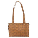 MCM Logogram Vicetos Tote Bag PVC Leather Brown Gold Auth gh1081-2