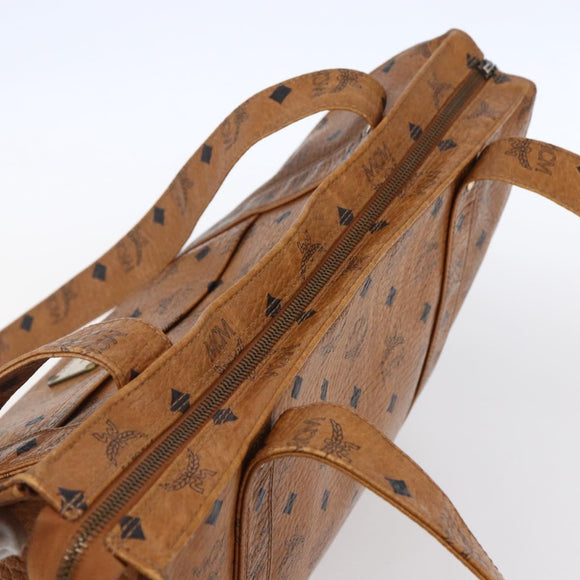 MCM Logogram Vicetos Tote Bag PVC Leather Brown Gold Auth gh1081