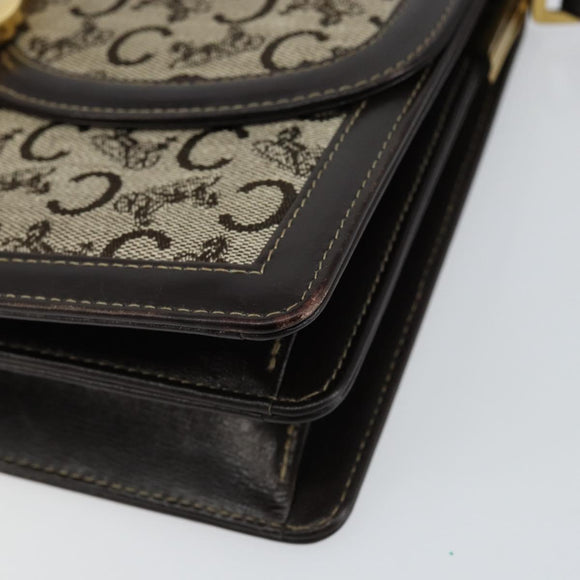 CELINE C Sulky Shoulder Bag Canvas Brown Gold Auth gh1083