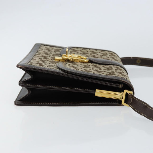 CELINE C Sulky Shoulder Bag Canvas Brown Gold Auth gh1083