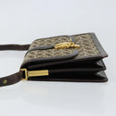 CELINE C Sulky Shoulder Bag Canvas Brown Gold Auth gh1083-4