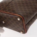 CELINE Macadam Canvas Shoulder Bag PVC Leather Brown Gold Auth gh1084-18