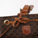 CELINE Macadam Canvas Shoulder Bag PVC Leather Brown Gold Auth gh1084-19