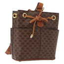 CELINE Macadam Canvas Shoulder Bag PVC Leather Brown Gold Auth gh1084-1