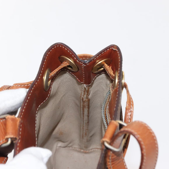 CELINE Macadam Canvas Shoulder Bag PVC Leather Brown Gold Auth gh1084