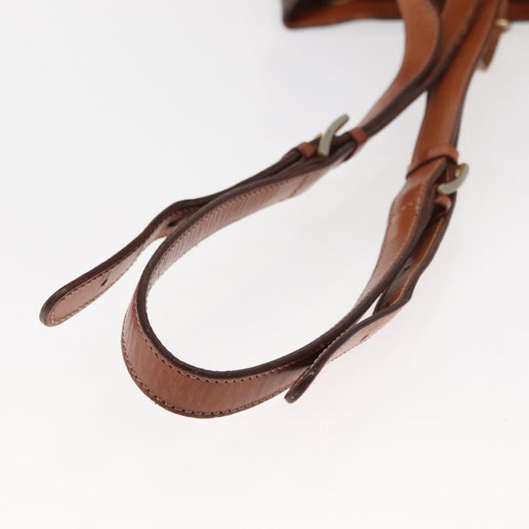 CELINE Macadam Canvas Shoulder Bag PVC Leather Brown Gold Auth gh1084