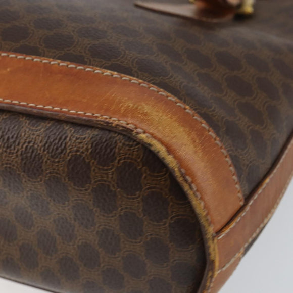 CELINE Macadam Canvas Tote Bag PVC Leather Brown Gold Auth gh1086