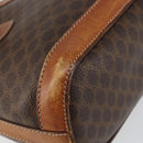 CELINE Macadam Canvas Tote Bag PVC Leather Brown Gold Auth gh1086-15