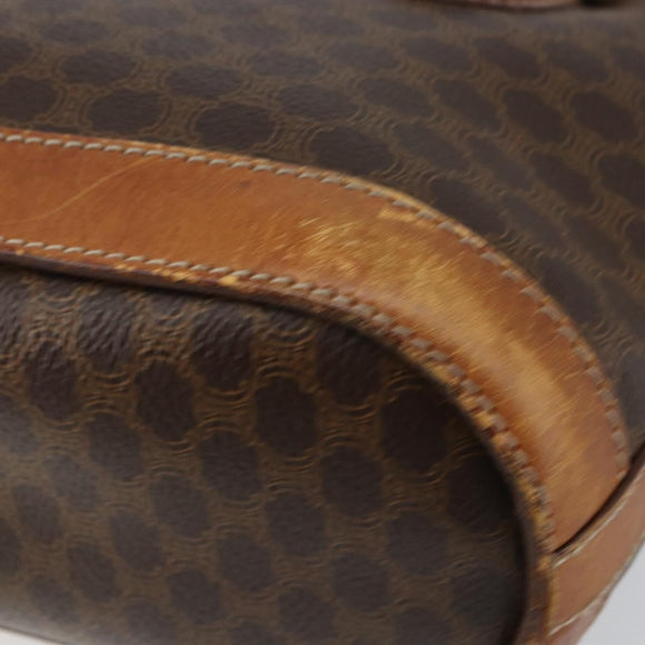 CELINE Macadam Canvas Tote Bag PVC Leather Brown Gold Auth gh1086