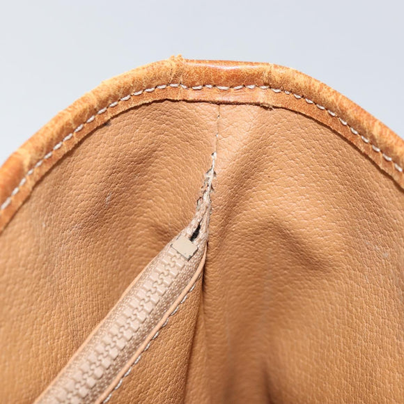 CELINE Macadam Canvas Tote Bag PVC Leather Brown Gold Auth gh1086