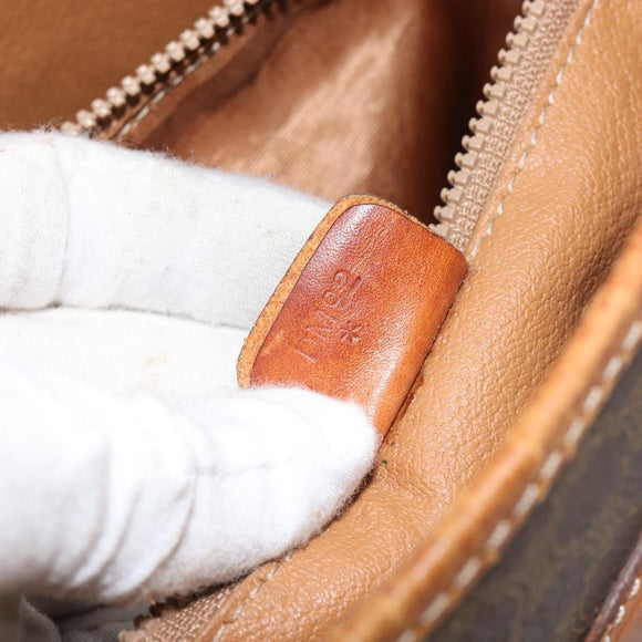 CELINE Macadam Canvas Tote Bag PVC Leather Brown Gold Auth gh1086