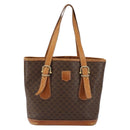 CELINE Macadam Canvas Tote Bag PVC Leather Brown Gold Auth gh1086-13
