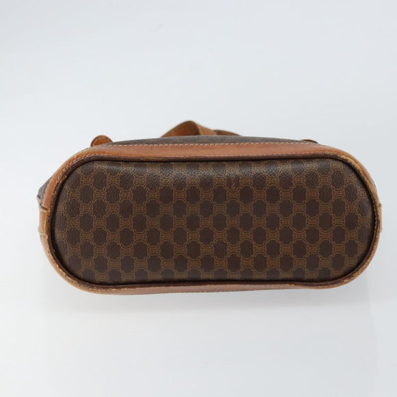 CELINE Macadam Canvas Tote Bag PVC Leather Brown Gold Auth gh1086