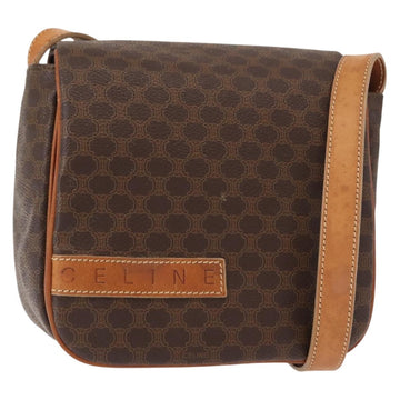 CELINE Macadam Canvas Shoulder Bag PVC Leather Brown Gold Auth gh1088