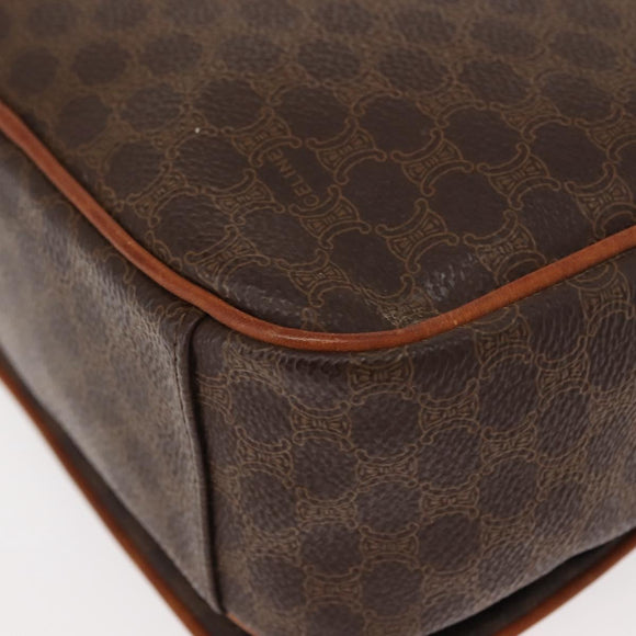 CELINE Macadam Canvas Shoulder Bag PVC Leather Brown Gold Auth gh1088