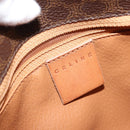 CELINE Macadam Canvas Shoulder Bag PVC Leather Brown Gold Auth gh1088-19