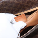 CELINE Macadam Canvas Shoulder Bag PVC Leather Brown Gold Auth gh1088-12