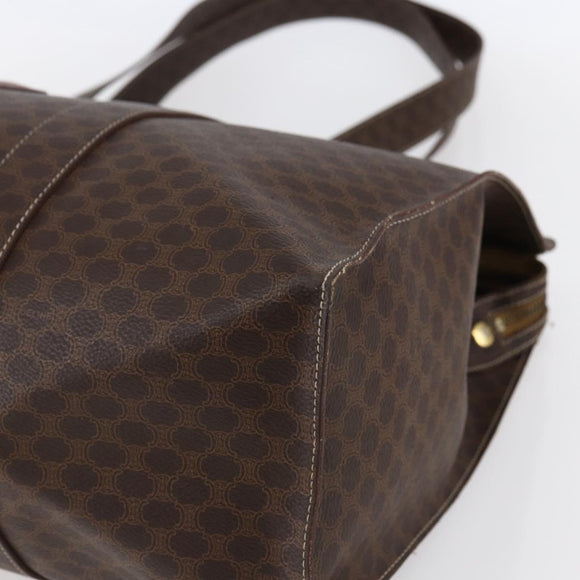 CELINE Macadam Canvas Tote Bag PVC Leather Brown Gold Auth gh1091