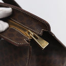 CELINE Macadam Canvas Tote Bag PVC Leather Brown Gold Auth gh1091-10