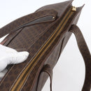 CELINE Macadam Canvas Tote Bag PVC Leather Brown Gold Auth gh1091-6