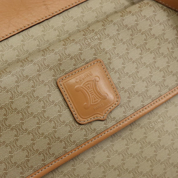 CELINE Macadam Canvas Shoulder Bag PVC Beige Gold Auth gh1092