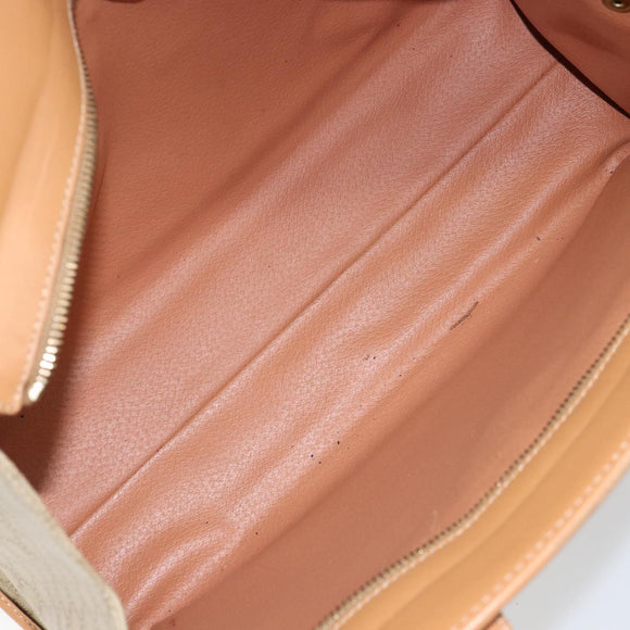 CELINE Macadam Canvas Shoulder Bag PVC Beige Gold Auth gh1092