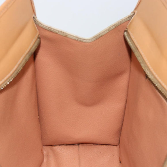 CELINE Macadam Canvas Shoulder Bag PVC Beige Gold Auth gh1092