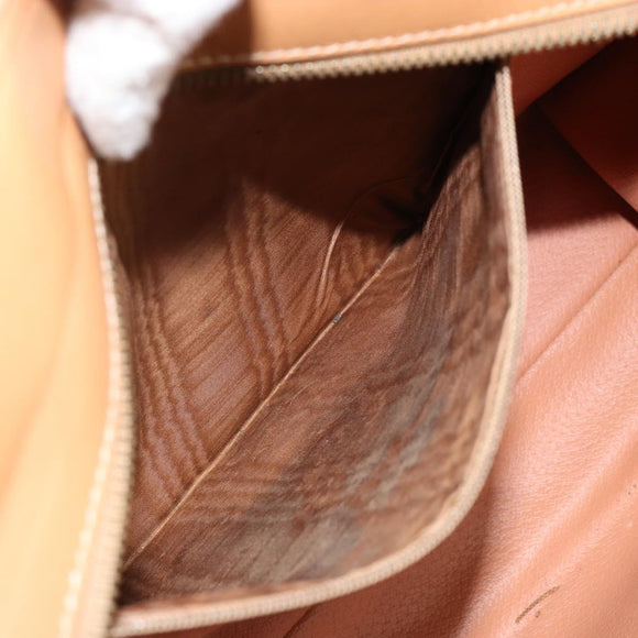 CELINE Macadam Canvas Shoulder Bag PVC Beige Gold Auth gh1092