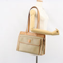 CELINE Macadam Canvas Shoulder Bag PVC Beige Gold Auth gh1092-23