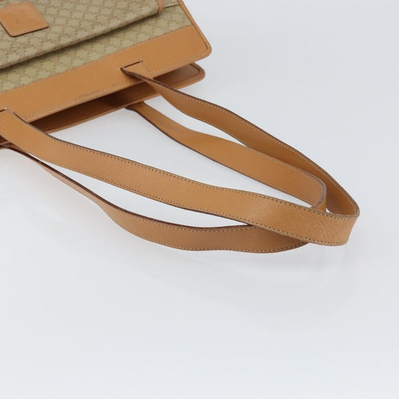 CELINE Macadam Canvas Shoulder Bag PVC Beige Gold Auth gh1092