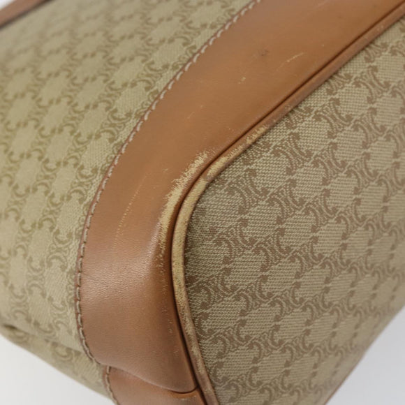 CELINE Macadam Canvas Shoulder Bag PVC Beige Gold Auth gh1093