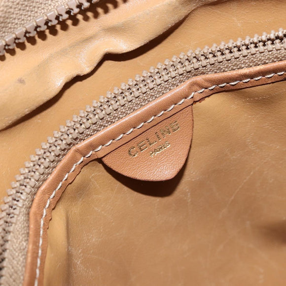 CELINE Macadam Canvas Shoulder Bag PVC Beige Gold Auth gh1093