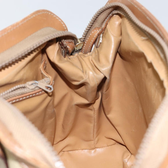 CELINE Macadam Canvas Shoulder Bag PVC Beige Gold Auth gh1093