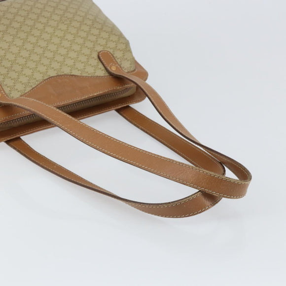 CELINE Macadam Canvas Shoulder Bag PVC Beige Gold Auth gh1093