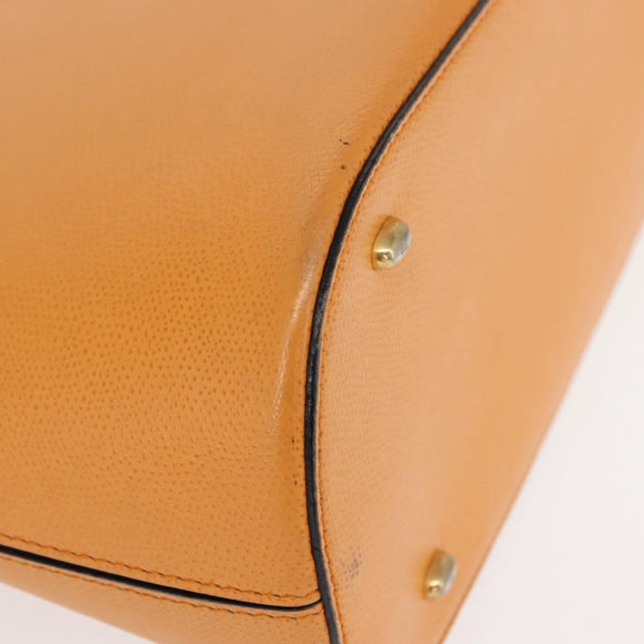 CELINE Hand Bag Leather Yellow Gold Auth gh1094