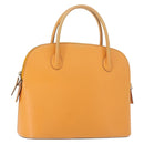 CELINE Hand Bag Leather Yellow Gold Auth gh1094-1