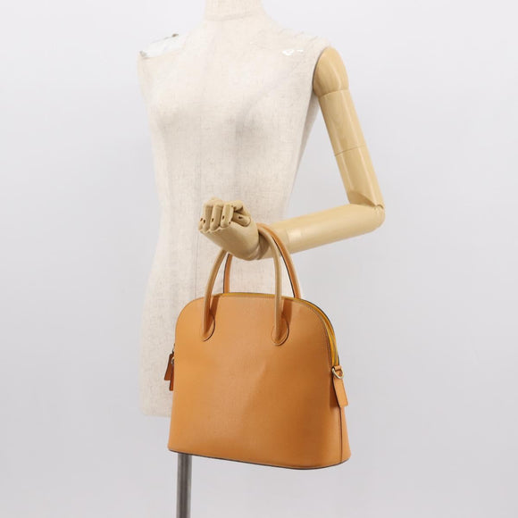 CELINE Hand Bag Leather Yellow Gold Auth gh1094