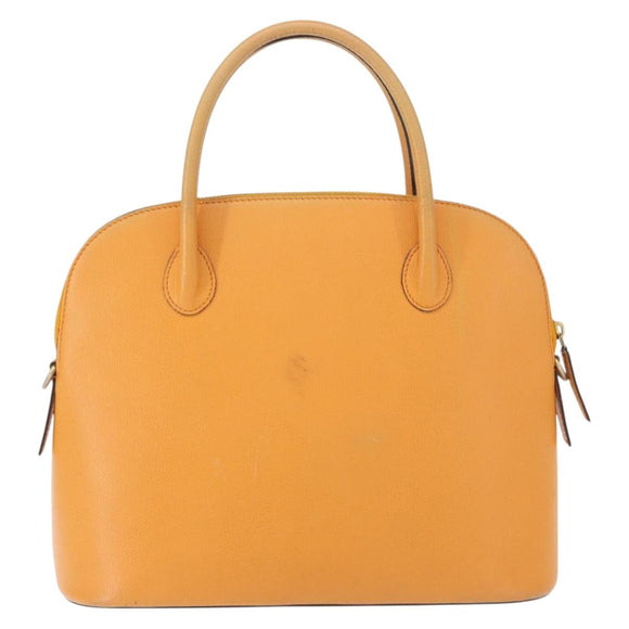 CELINE Hand Bag Leather Yellow Gold Auth gh1094