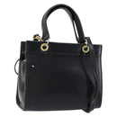 CELINE Hand Bag Leather 2way Black Gold Auth gh1095-1