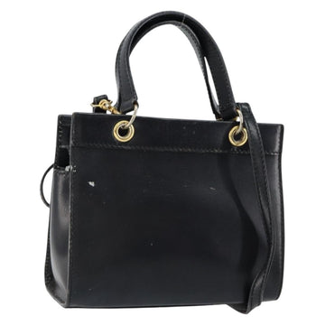 CELINE Hand Bag Leather 2way Black Gold Auth gh1095