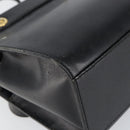 CELINE Hand Bag Leather 2way Black Gold Auth gh1095-14