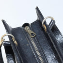 CELINE Hand Bag Leather 2way Black Gold Auth gh1095-10