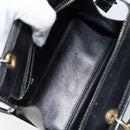 CELINE Hand Bag Leather 2way Black Gold Auth gh1095-11