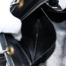 CELINE Hand Bag Leather 2way Black Gold Auth gh1095-19