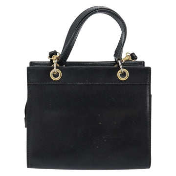 CELINE Hand Bag Leather 2way Black Gold Auth gh1095 - 0