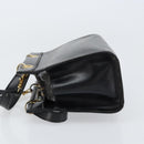 CELINE Hand Bag Leather 2way Black Gold Auth gh1095-4