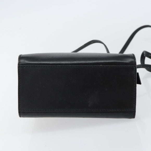 CELINE Hand Bag Leather 2way Black Gold Auth gh1095